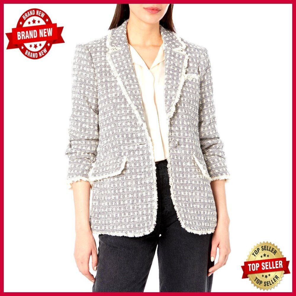 Tailored Wool Blazer Long Sleeve Notch Collar Business Formal